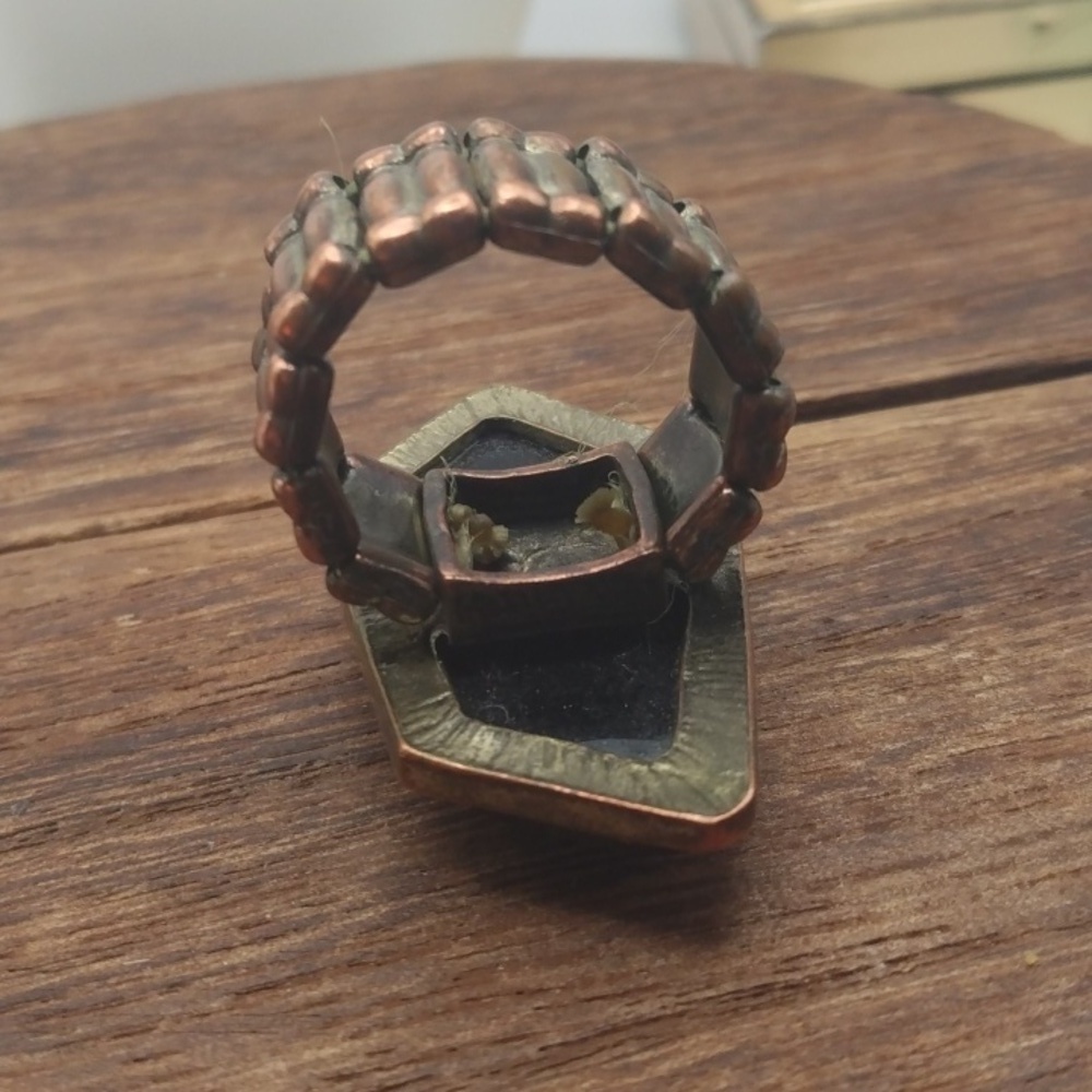Geometric onyx faceted ring stretch R208 - Picture 2 of 3